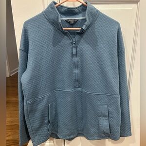 Eddie Bauer Blue Quilted Half-Zip Pullover
